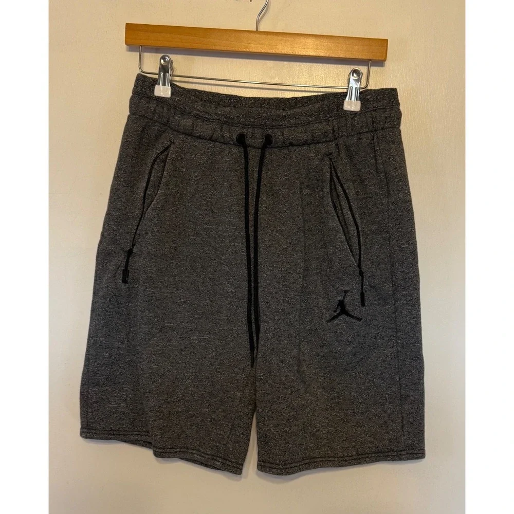Jordan Mens Fleece Athletic Shorts Charcoal Grey Heather Jumpman Logo Size M
